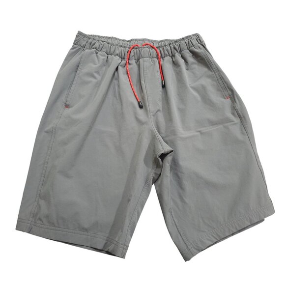 Olivers Mens Large Tall Athletic Nylon Shorts Gray Elastic Waist Red Drawstring - Picture 1 of 3